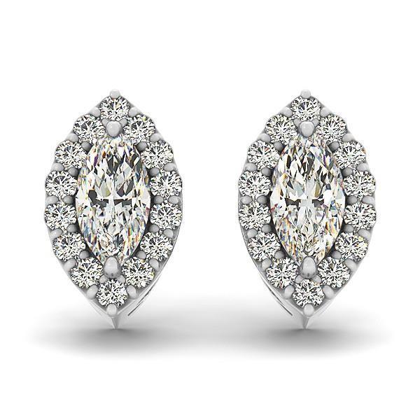 Marquise & Runden Cut 3,40 Karat Echt Diamant Lady Ohrstecker Pave Halo