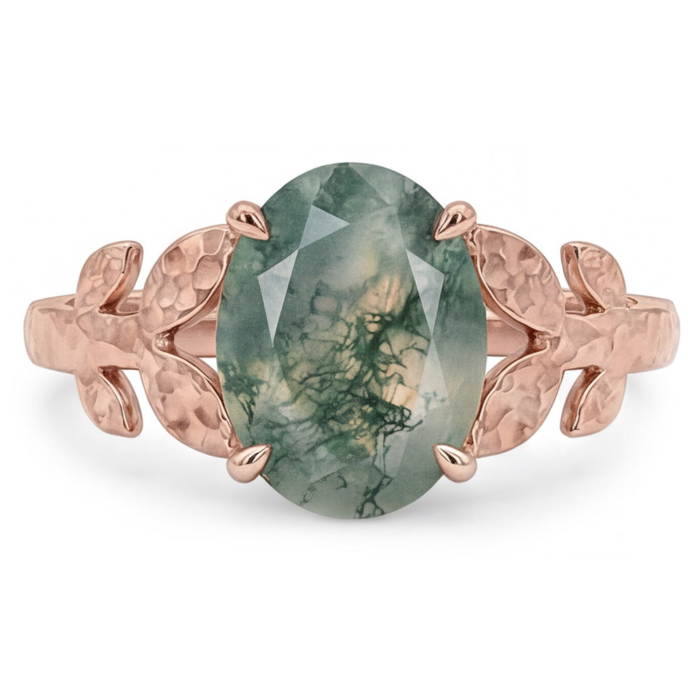Maßgefertigter 4,0-Karat Dendritic Agate Schmuckstein-Ring