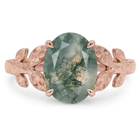 Maßgefertigter 4,0-Karat Dendritic Agate Schmuckstein-Ring