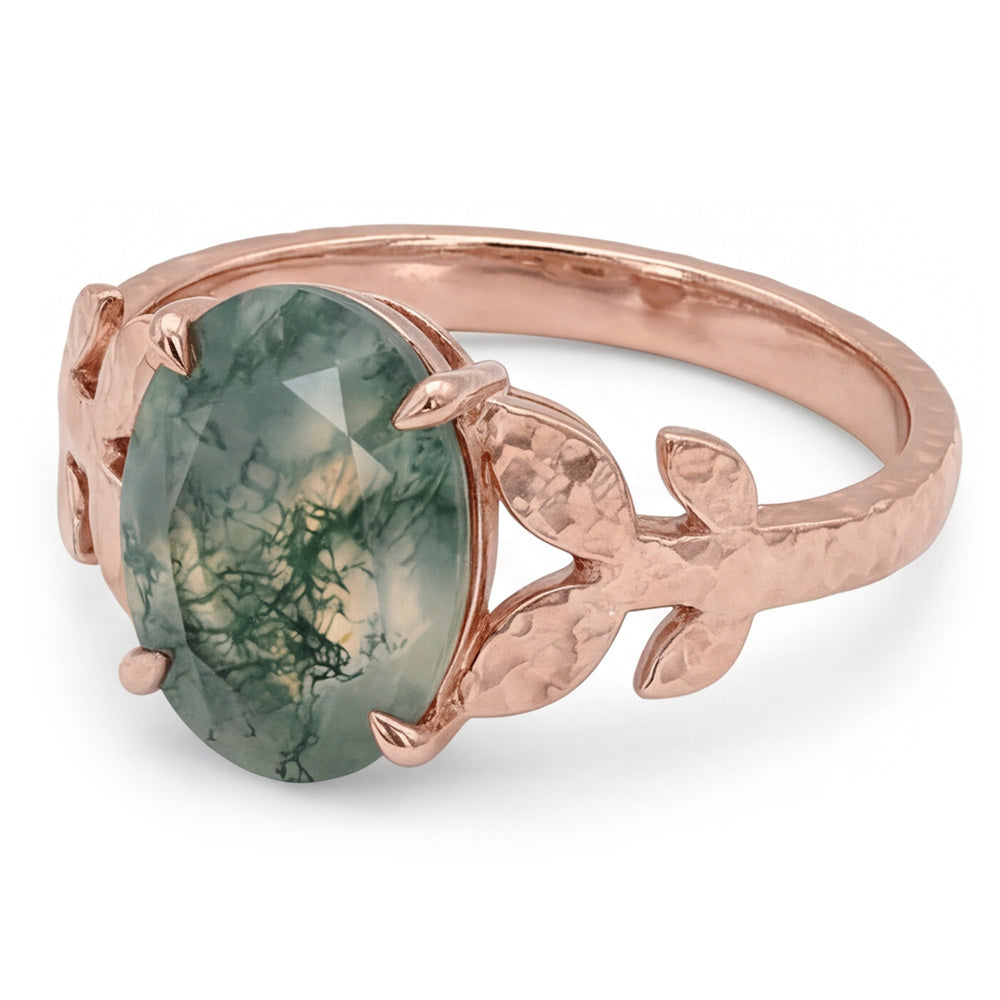 Maßgefertigter 4,0-Karat Dendritic Agate Schmuckstein-Ring