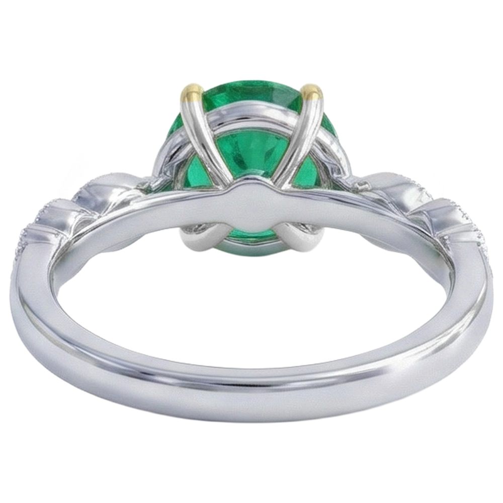 Brillantschliff Smaragd Ring in 14 Karat Zweifarbig Gold – Rückansicht