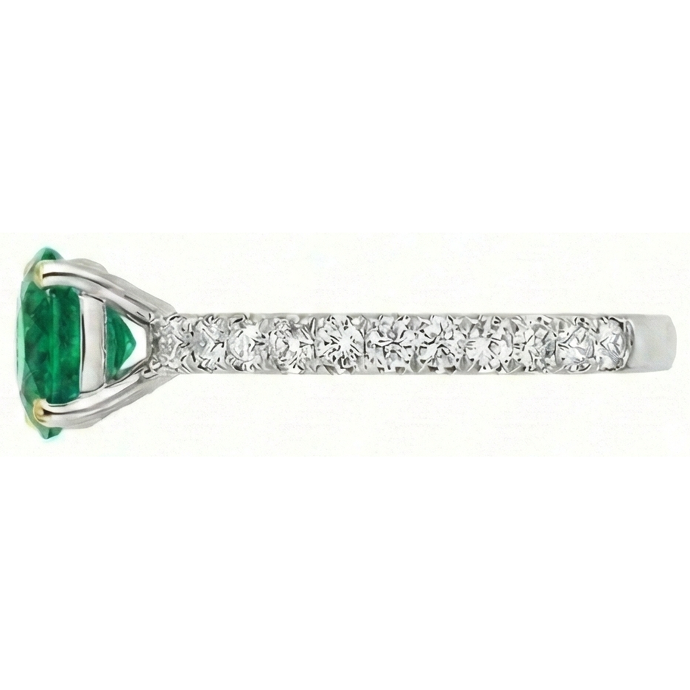 Authentischer Edler Smaragd Farbstein-Ring 2 Karat 14 Karat Zweifarbig Gold – Profilansicht