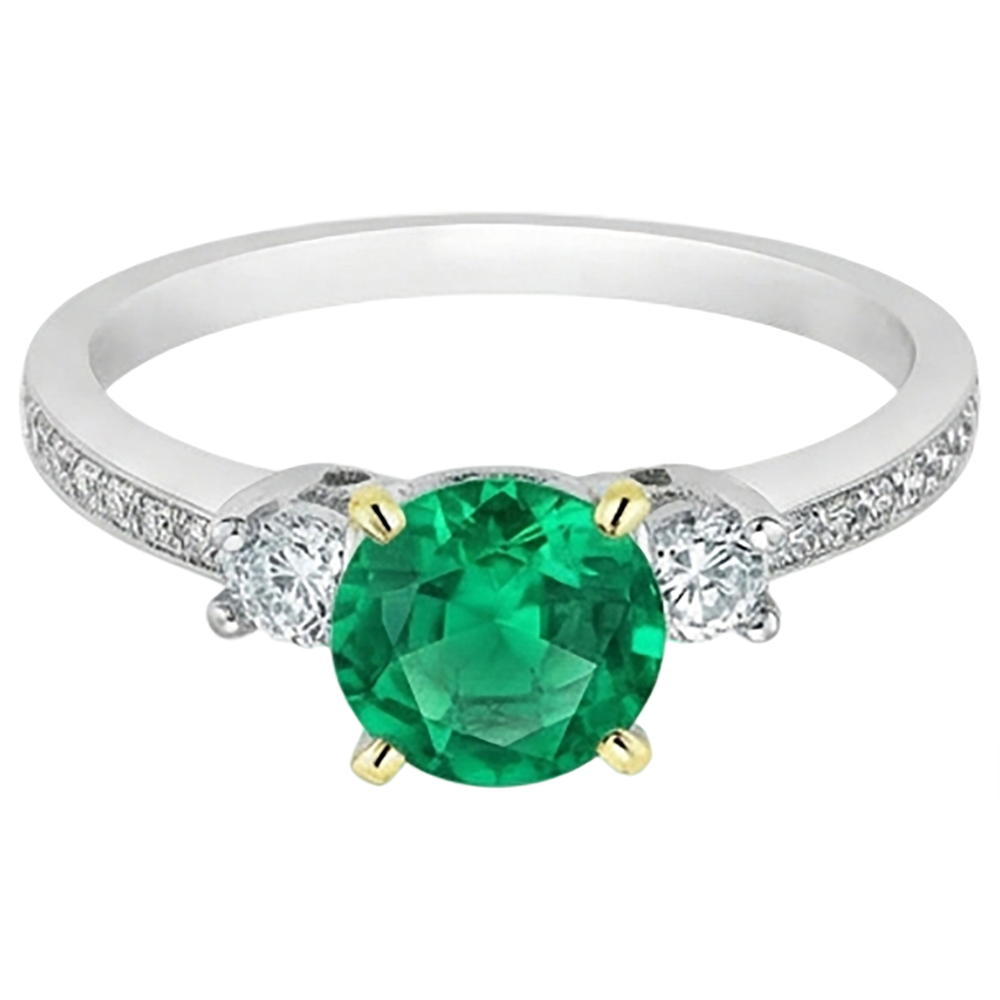 Designer Kolumbianischer Smaragd Edelstein-Ring 2 Karat – Seitenansicht
