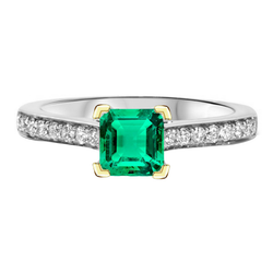 GIA-Zertifiziert Farbstein-Ring – Smaragd 2 Karat Bicolor 14K