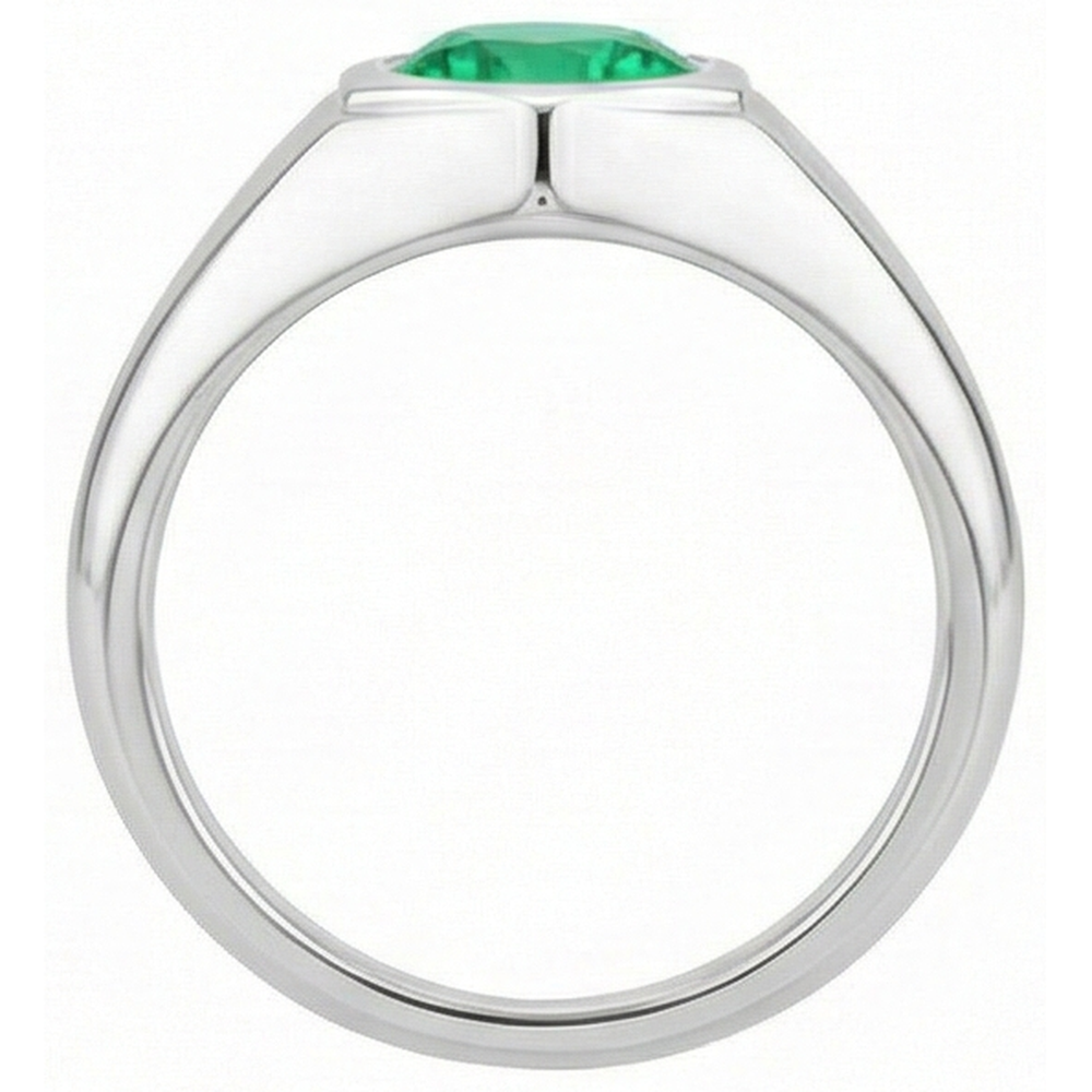 Rund-Brillant Smaragd Ring in 14 Karat Weißgold – Draufsicht