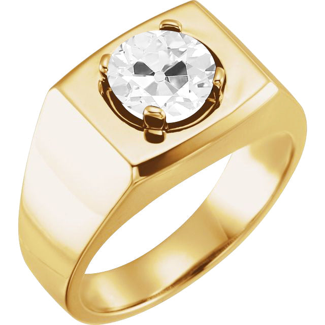 Diamant Antik-Kissen-Schliff Männer-Ring in 10K Yellow Gold – Hauptansicht