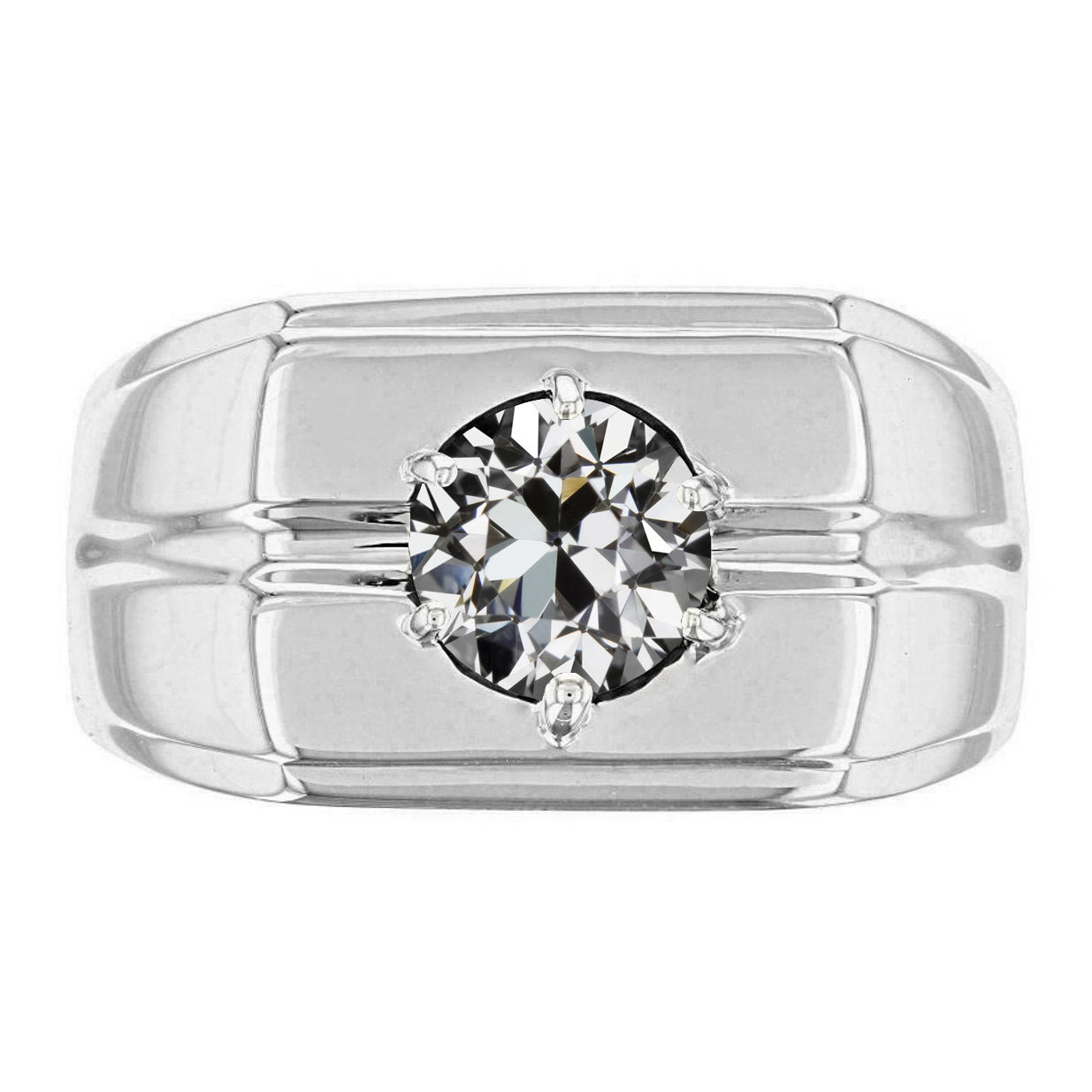 Herren-Ring 10K White Gold mit Brillant – Hauptansicht