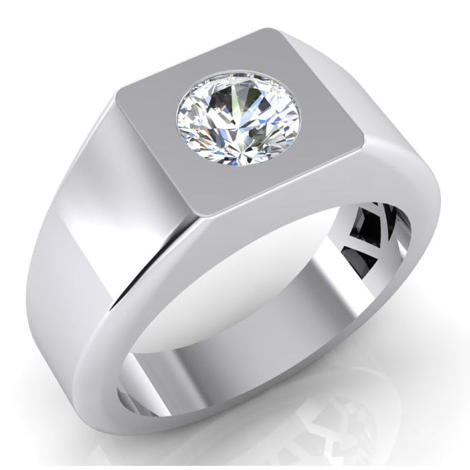 Brillant Herrenring 1-Karat 10K White Gold – Frontansicht