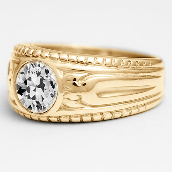 Antik-Kissen-Schliff Edler Diamant Ring in 10K White Gold – Seitenansicht