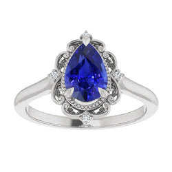 14 Karat Weißgold Blauer Saphir Farbstein-Ring – 2,25-Karat