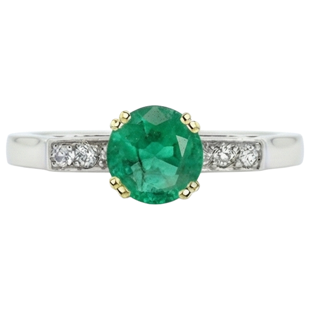Edelstein-Ring Zweifarbiges 14K Gold mit Kolumbianischer Smaragd – Profilansicht