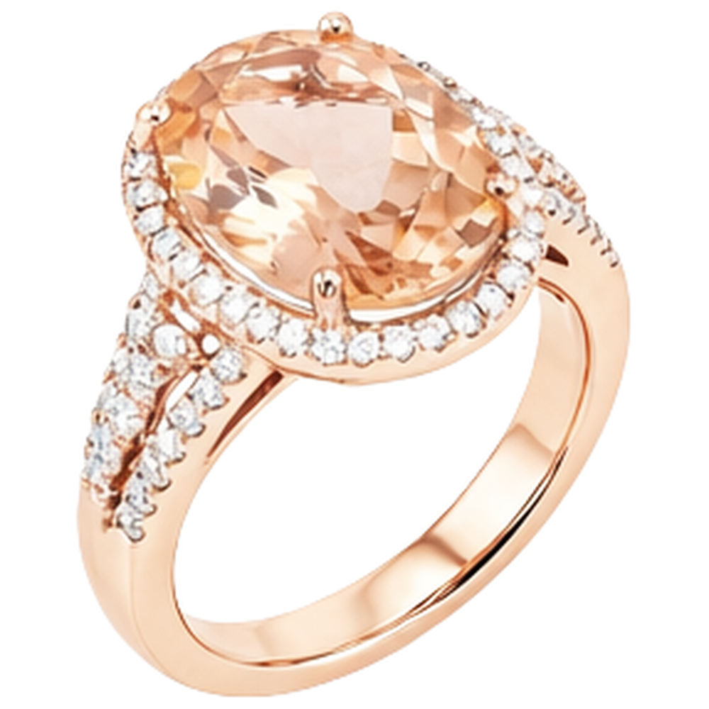 echter oval morganit 5Karat ring Draufsicht