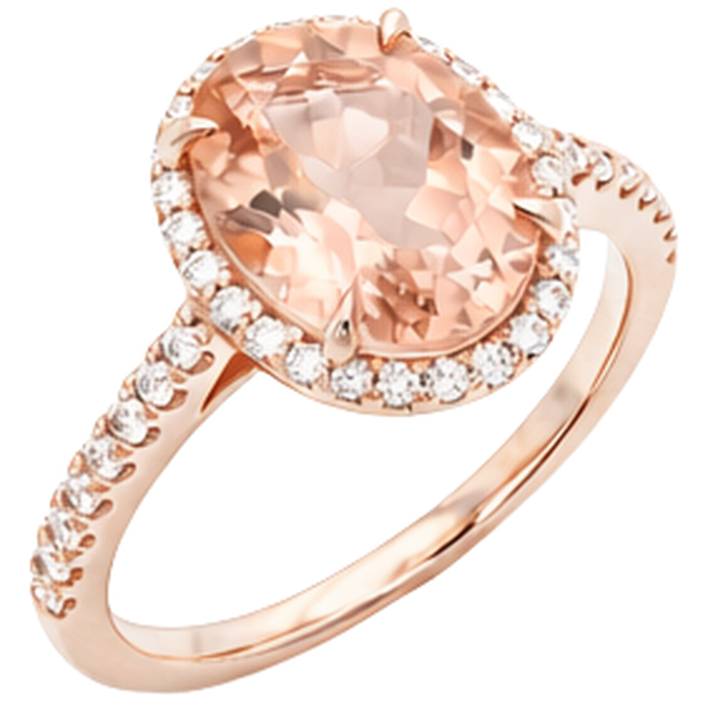 Morganit mit Diamanten 27.50 Karat Ring Roségold 14K