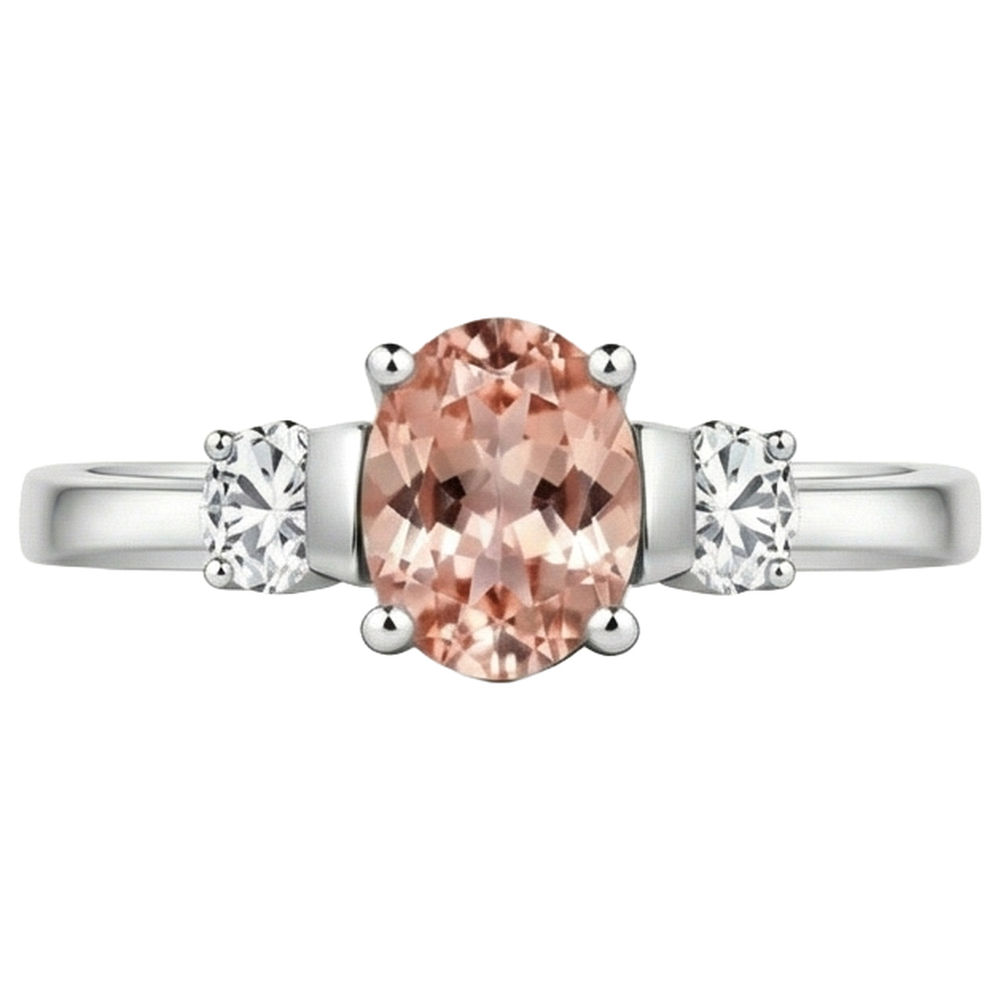 echter oval morganit 9Karat ring Seitenansicht