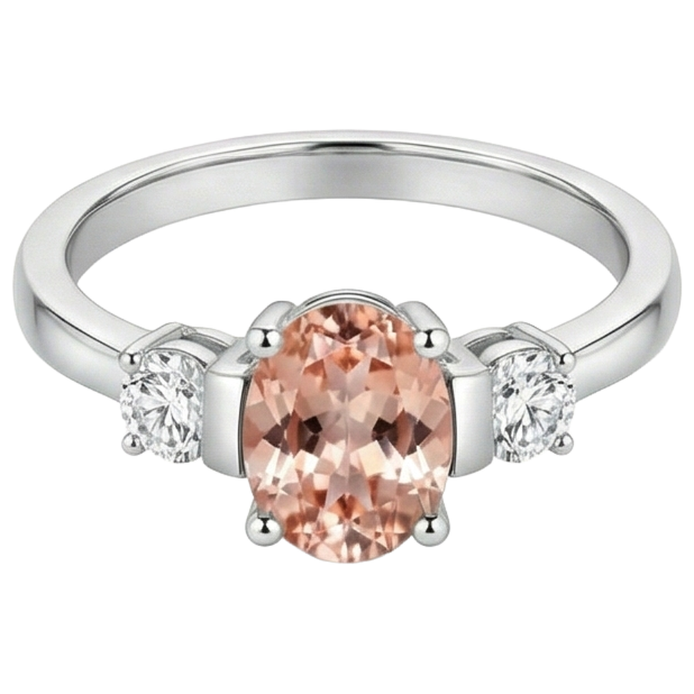 echter oval morganit 9Karat ring Detailansicht