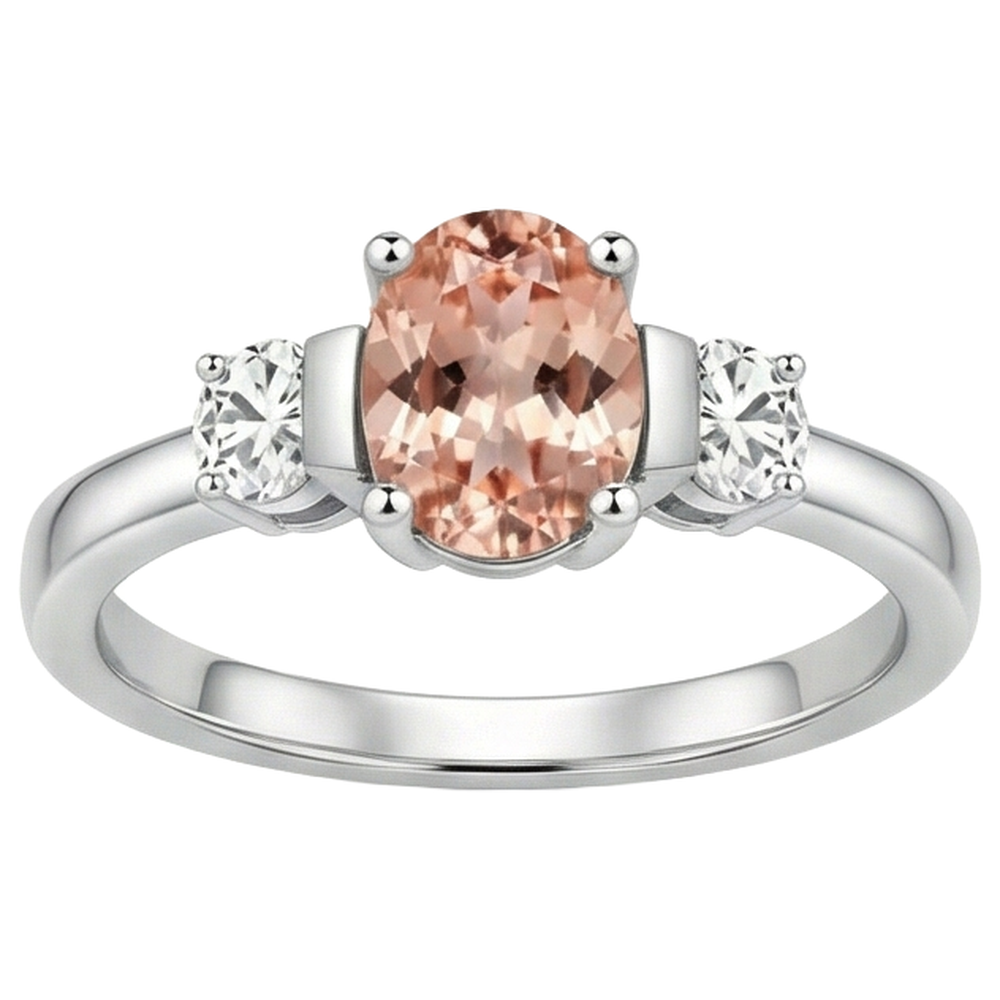 echter oval morganit 9Karat ring Draufsicht