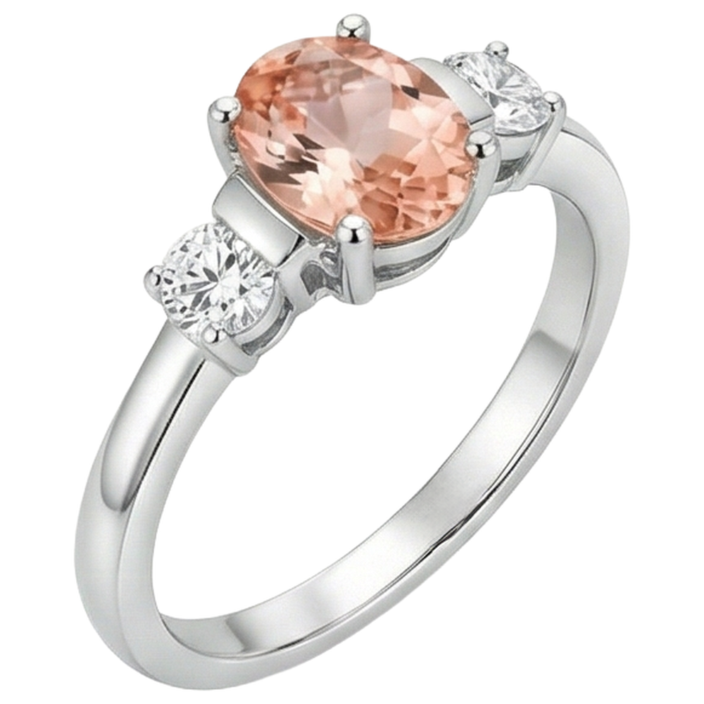 echter oval morganit 9Karat ring Profilansicht