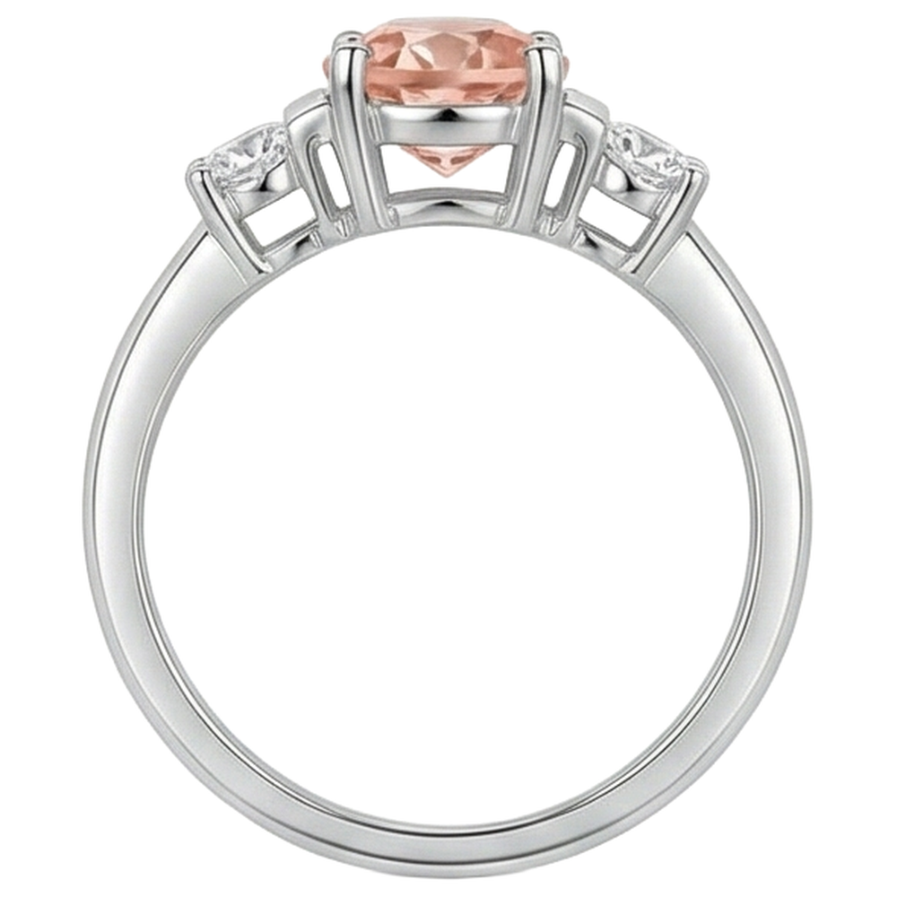echter oval morganit 9Karat ring mit Diamantbesatz