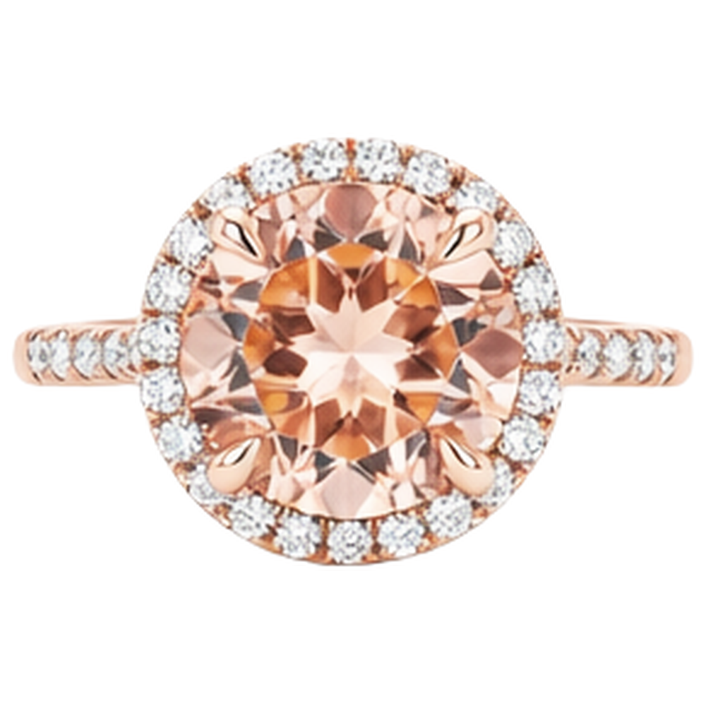 Morganit und Diamanten Rundschliff 11,50 ct Ring Roségold 14K