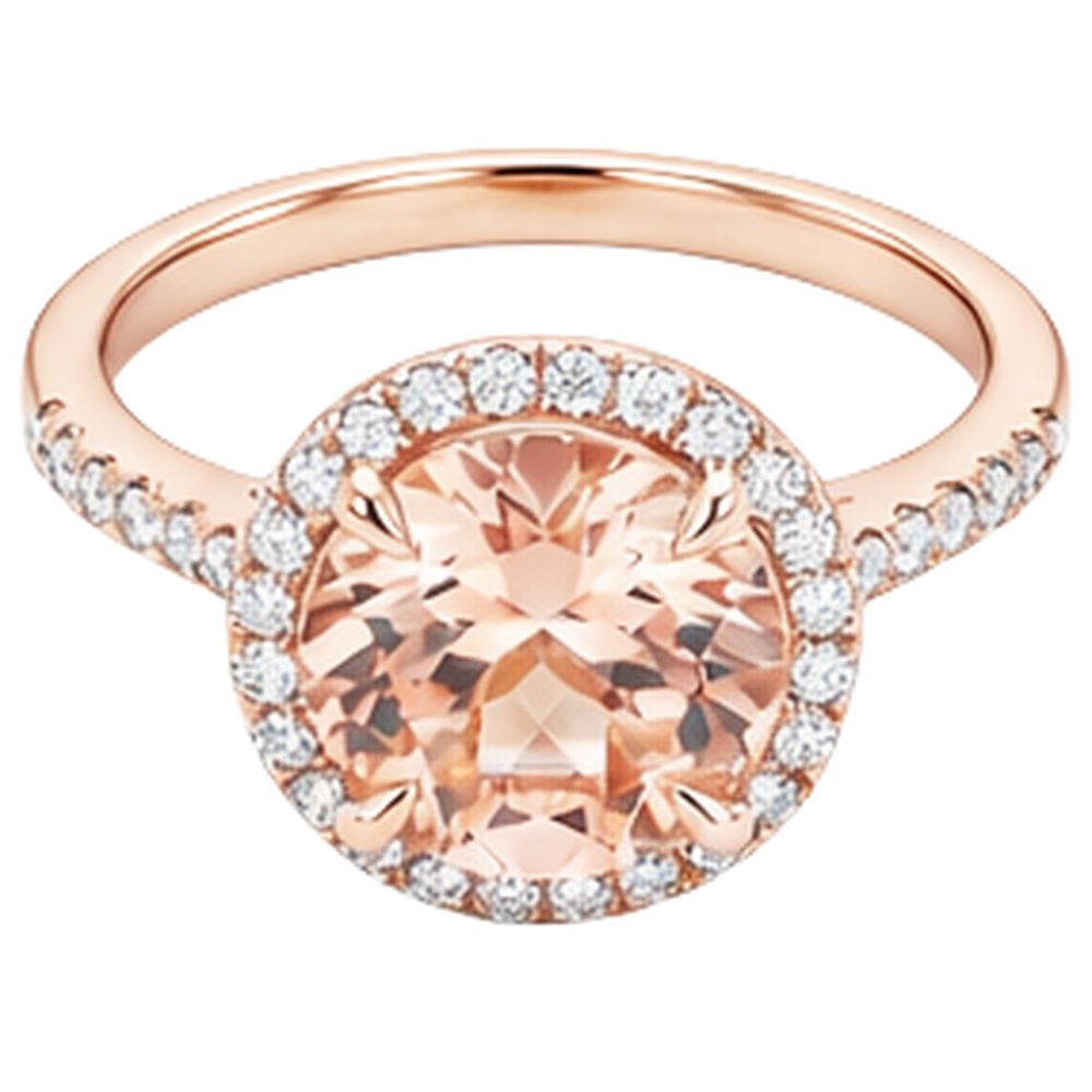 Morganit und Diamanten Rundschliff 11,50 ct Ring Roségold 14K