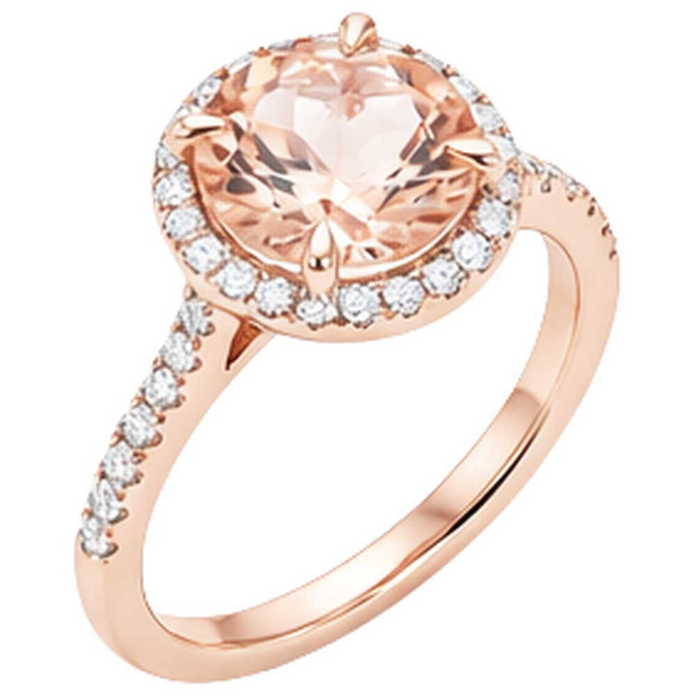 Morganit und Diamanten Rundschliff 11,50 ct Ring Roségold 14K