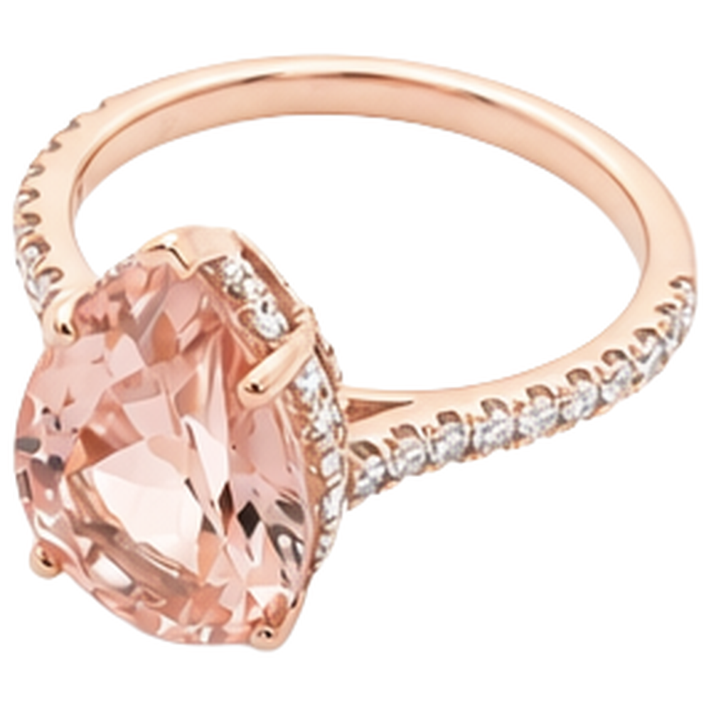 echter round morganit 6.75Karat ring Detailansicht