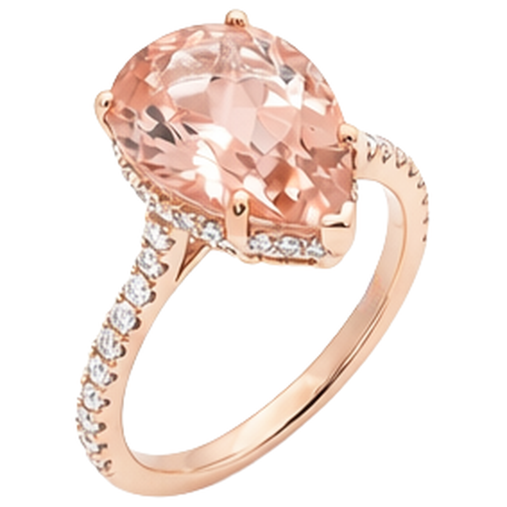 echter round morganit 6.75Karat ring Profilansicht