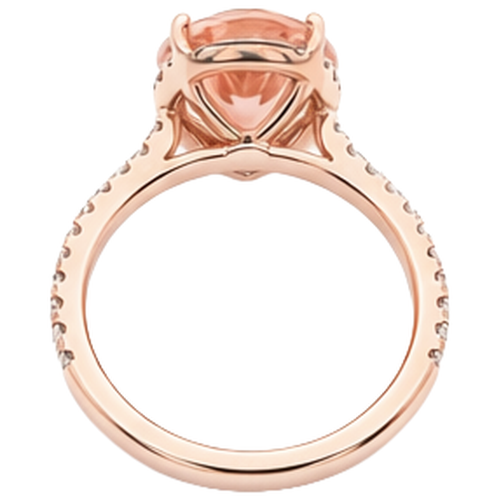 echter round morganit 6.75Karat ring mit Diamantbesatz