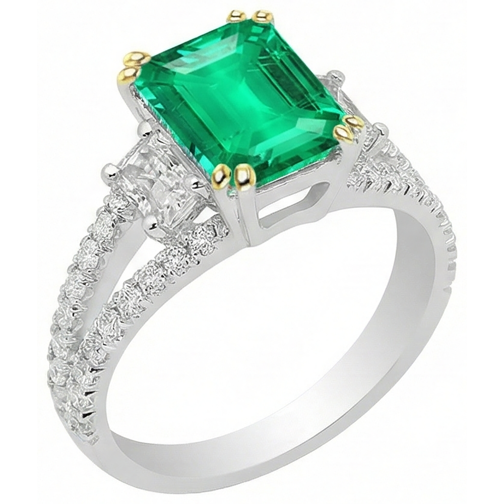 Erdgewonnener Smaragd Edelstein-Ring – Seitenansicht
