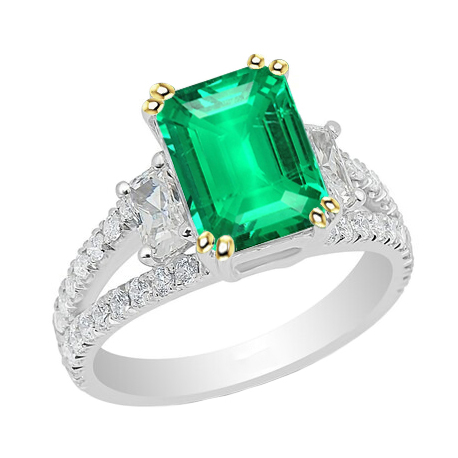 Schimmernder Smaragd Edelstein-Ring 2 Karat – Hauptansicht