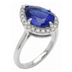 14K Weißgold Farbstein-Ring mit Kornblumenblauer Saphir – 2 Karat