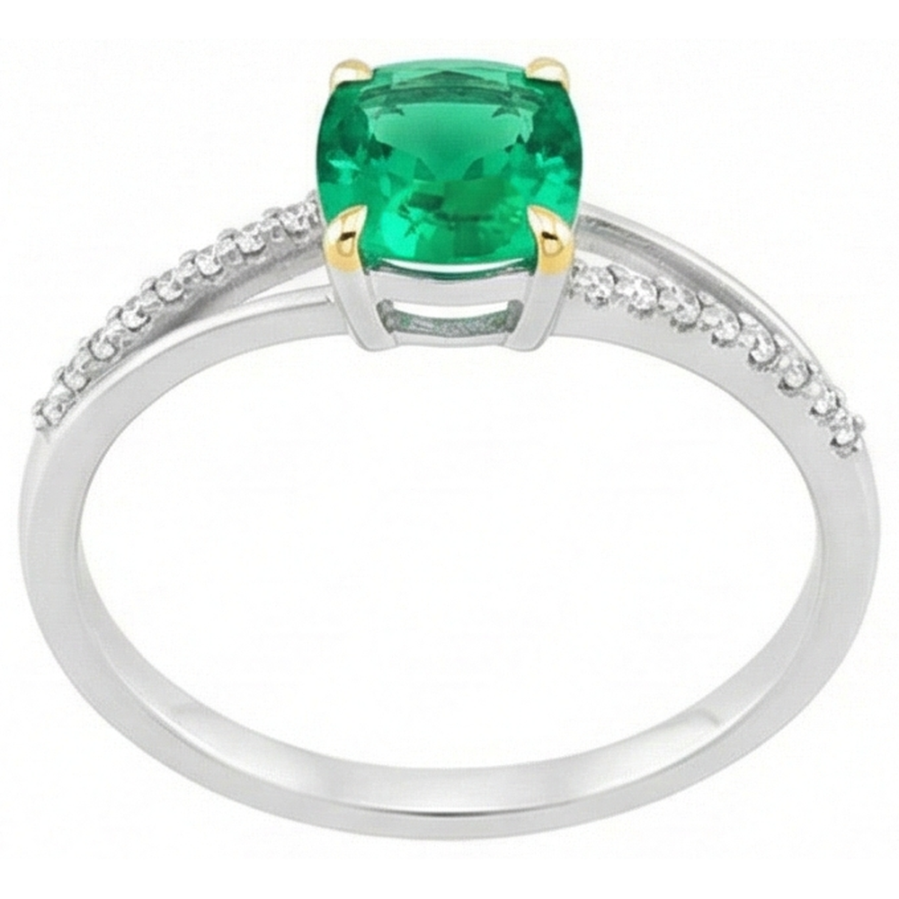 Erdgewonnener Smaragd Schmuckstein-Ring – Draufsicht