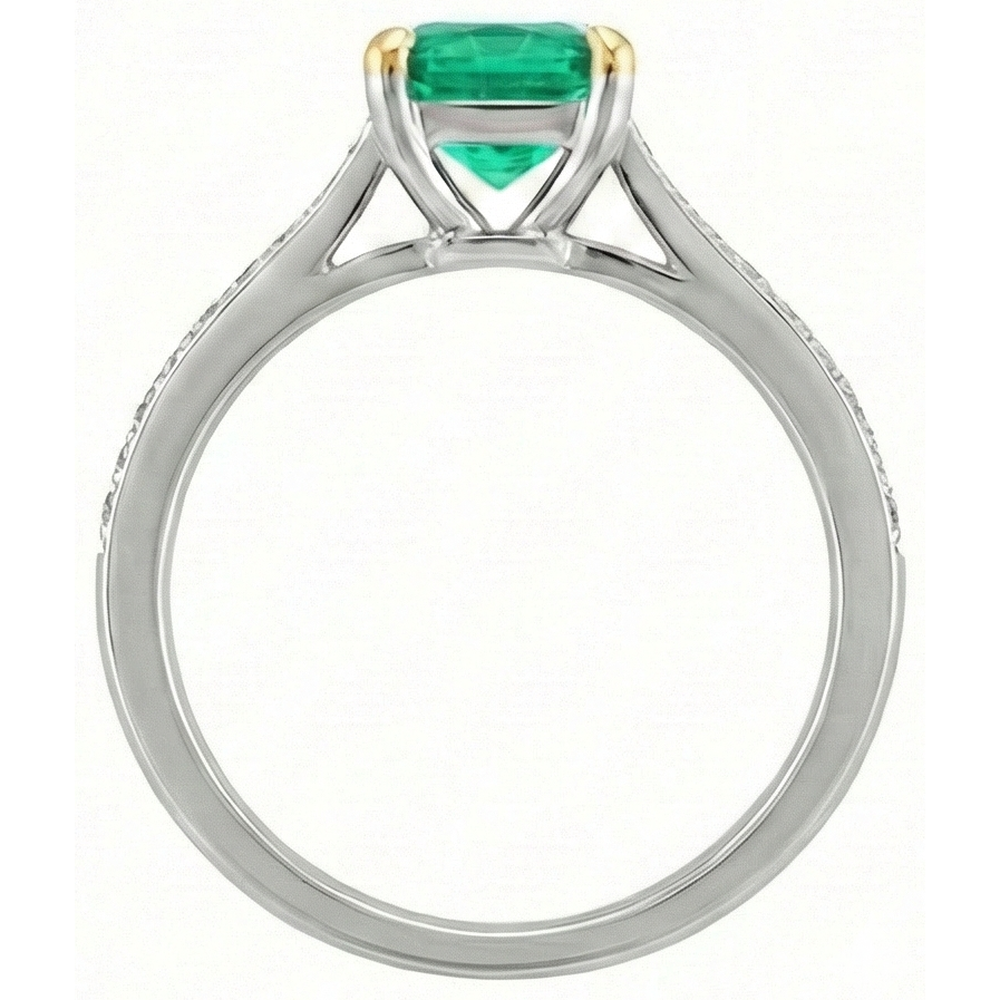 Schmuckstein-Ring Zweifarbiges 14K Gold mit Kolumbianischer Smaragd – Detailansicht