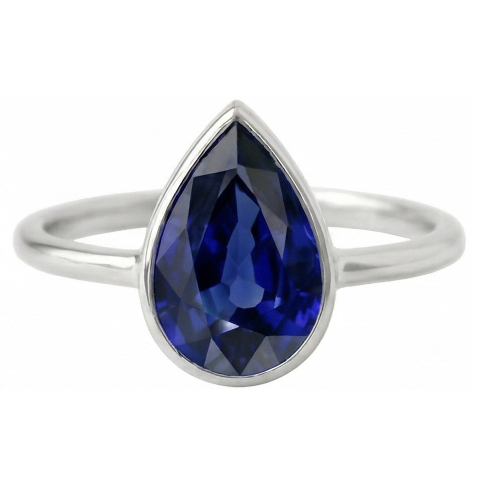 Naturreiner Royalblauer Saphir Farbstein-Ring 1,50 Karat 14K Weißgold – Frontansicht