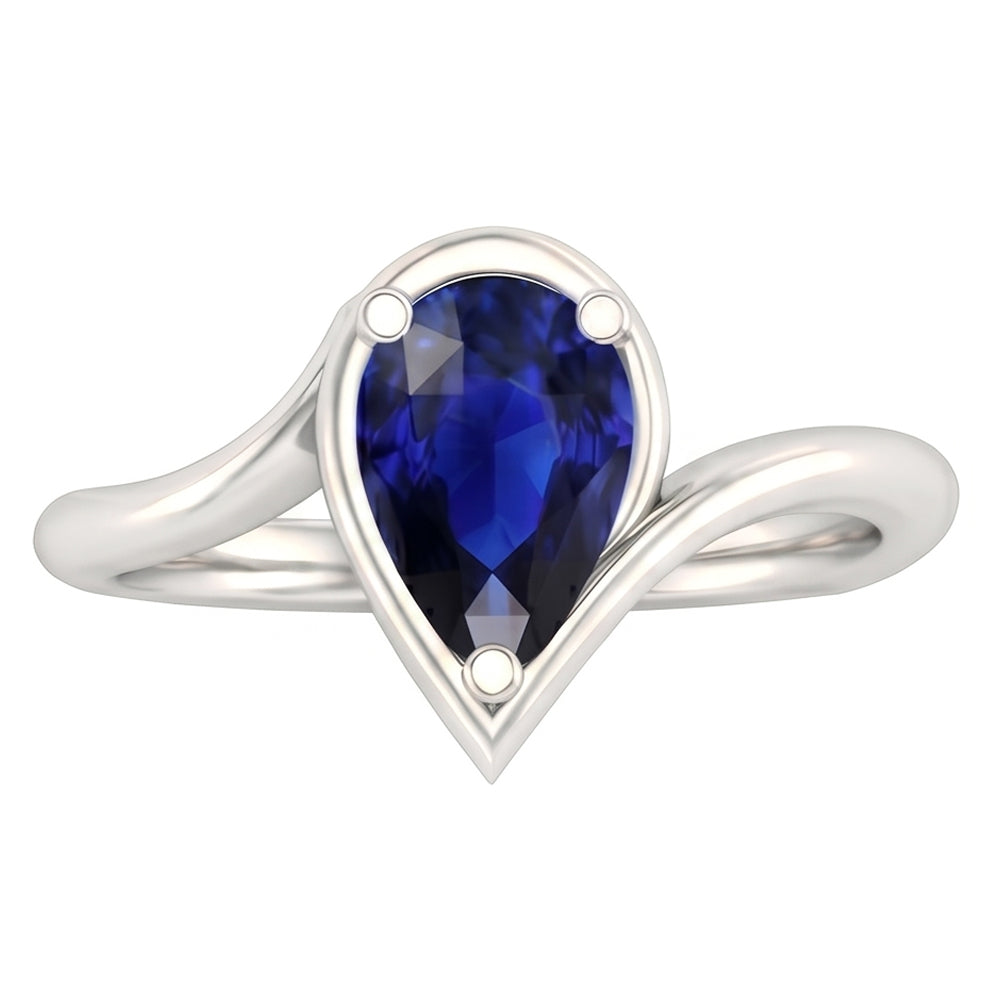 Kornblumenblauer Saphir Schmuckstein-Ring 1,50-Karat White Gold – Schrägansicht