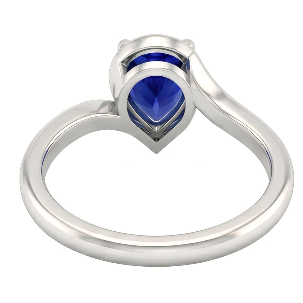 Naturreiner Kornblumenblauer Saphir Schmuckstein-Ring 1,50 Karat White Gold – Profilansicht