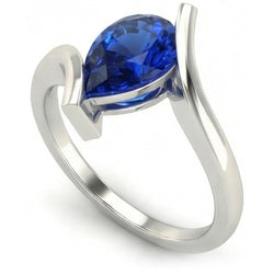 14K Weißgold Farbstein-Ring mit Kornblumenblauer Saphir – 1,50