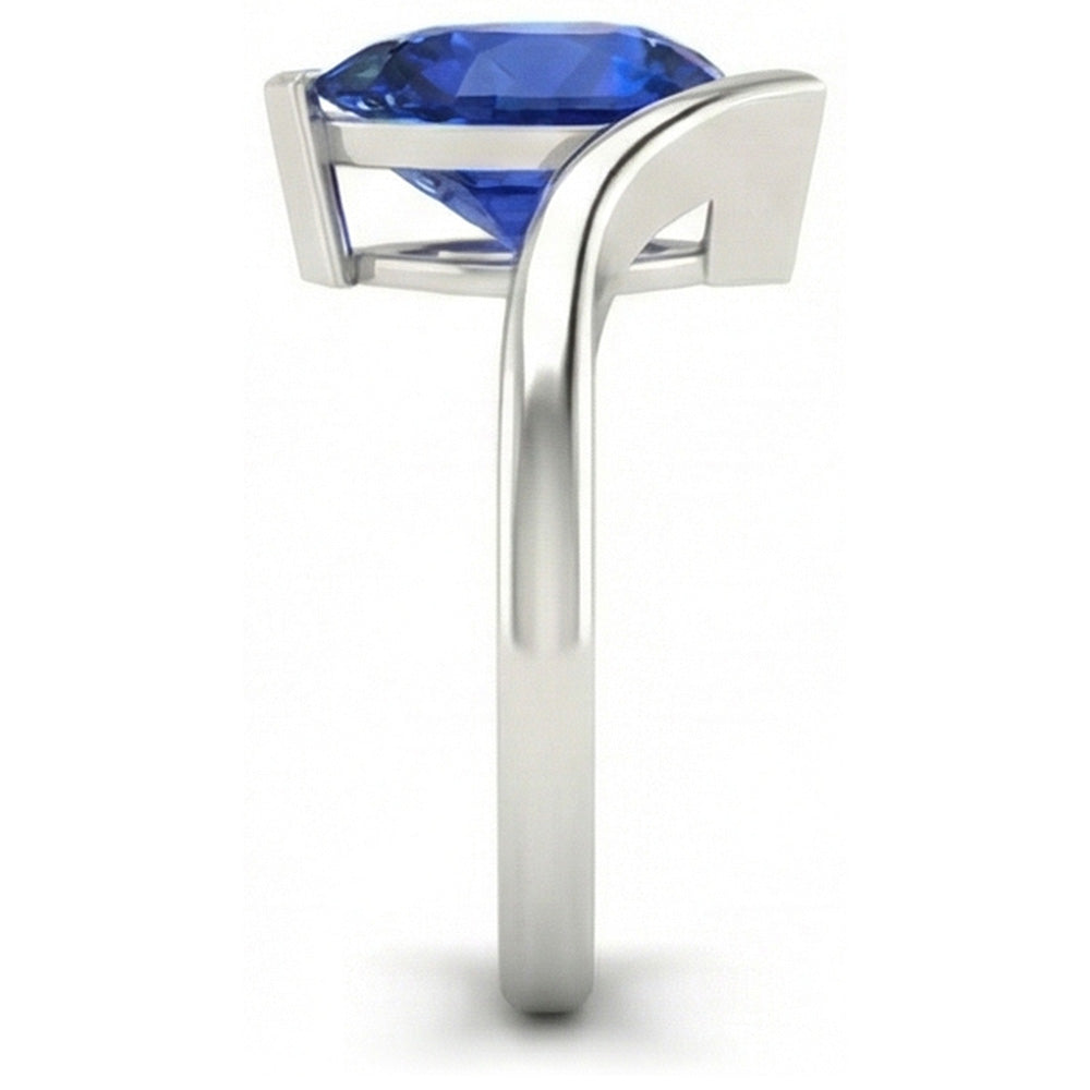 Tropfen-Schliff Kornblumenblauer Saphir Ring in 14K Weißgold – Schrägansicht