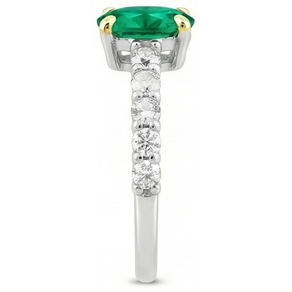 Schmuckstein-Ring Zweifarbiges 14K Gold mit Kolumbianischer Smaragd – Profilansicht