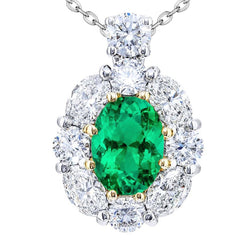 GIA-Geprüft Stein-Halskette – Smaragd 6 Karat Bicolor 14K Gold