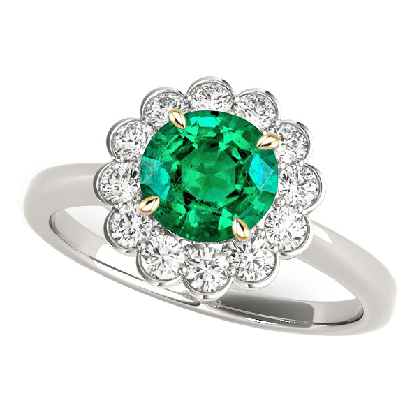 Echter Smaragd Edelstein-Ring 2,50 Karat Zweifarbiges 14K Gold – Hauptansicht