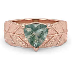 2 Karat Moss Agate Farbstein-Ring in 14K Roségold