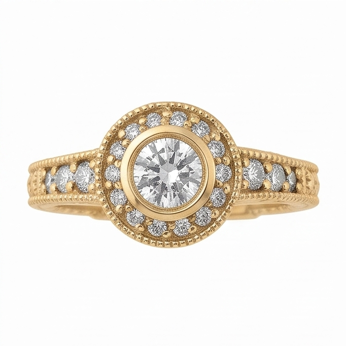 Natürliche Diamant-Jubiläum 0.80 Karat Fancy Ring Lünettenfassung Schmuck Gelbgol 14K