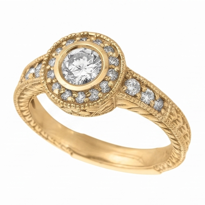 Natürliche Diamant-Jubiläum 0.80 Karat Fancy Ring Lünettenfassung Schmuck Gelbgol 14K