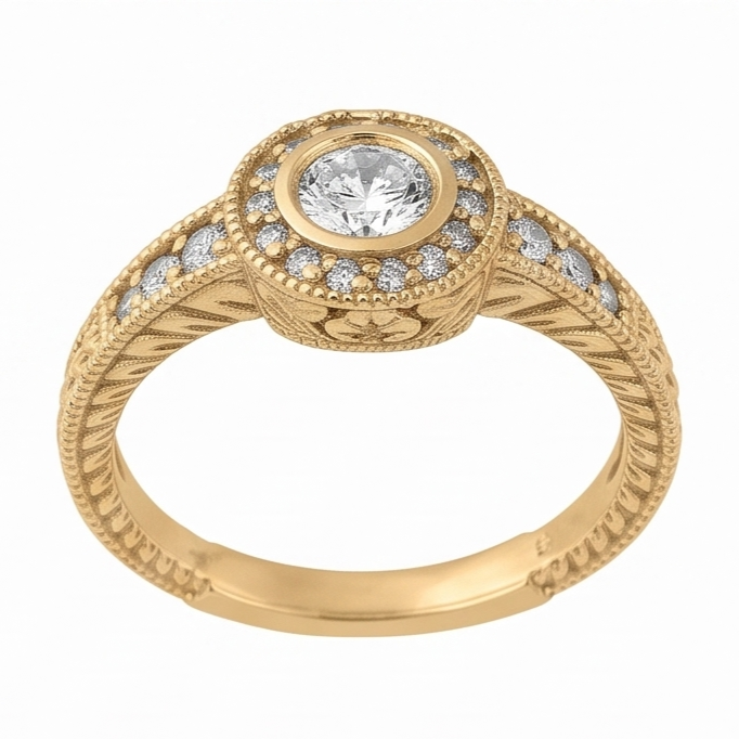 Natürliche Diamant-Jubiläum 0.80 Karat Fancy Ring Lünettenfassung Schmuck Gelbgol 14K