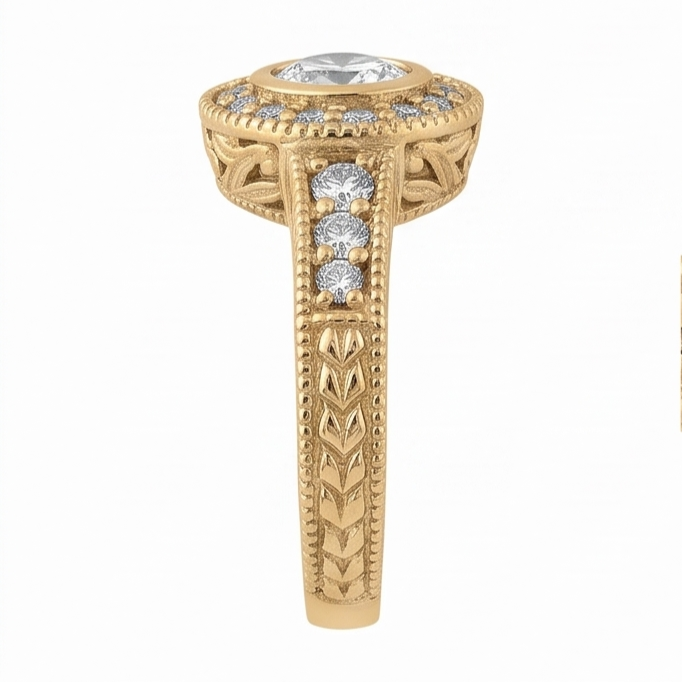 Natürliche Diamant-Jubiläum 0.80 Karat Fancy Ring Lünettenfassung Schmuck Gelbgol 14K