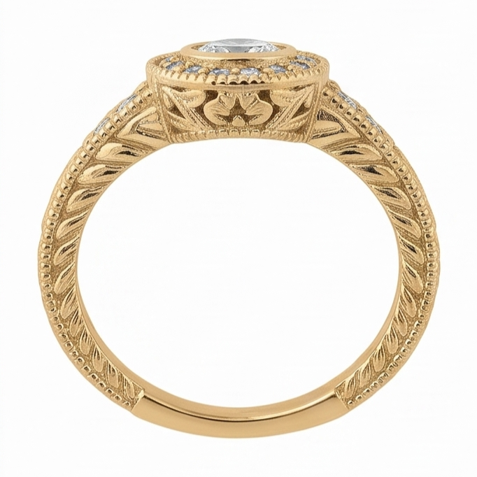 Natürliche Diamant-Jubiläum 0.80 Karat Fancy Ring Lünettenfassung Schmuck Gelbgol 14K