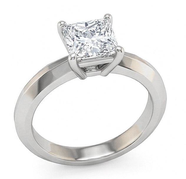 echter princess diamant 0.75Karat ring Profilansicht