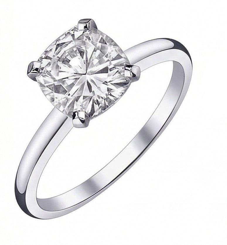 echter cushion diamant 2.01Karat ring Seitenansicht