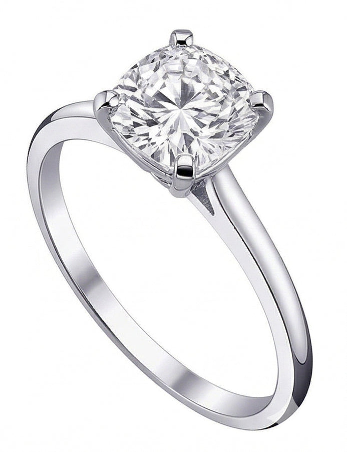 echter cushion diamant 2.01Karat ring Draufsicht